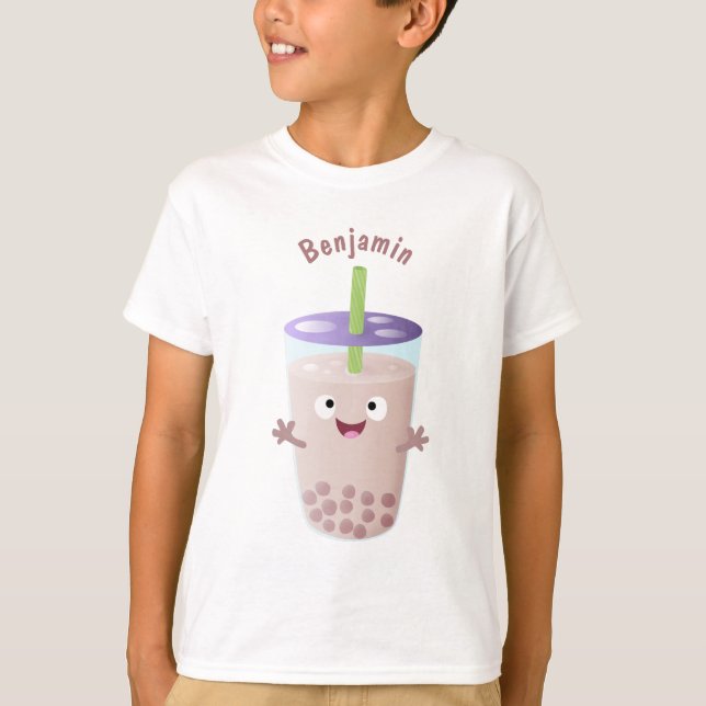 T-shirt Joli personnage de dessin animé boba thé bulle (Devant)