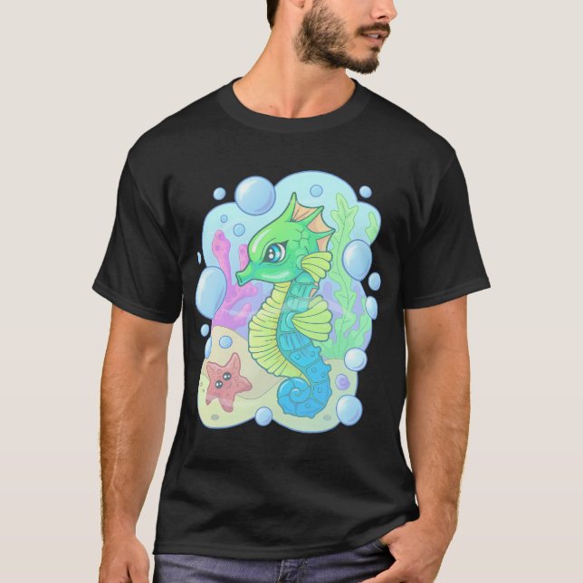 T-shirt joli petit hippocampe (Devant)