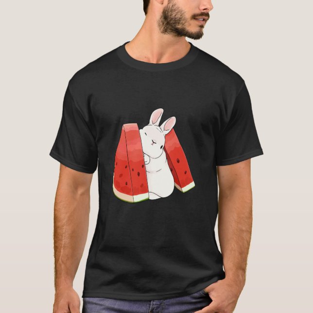 T-shirt Joli Petit Lapin Entre Pastèque (Devant)