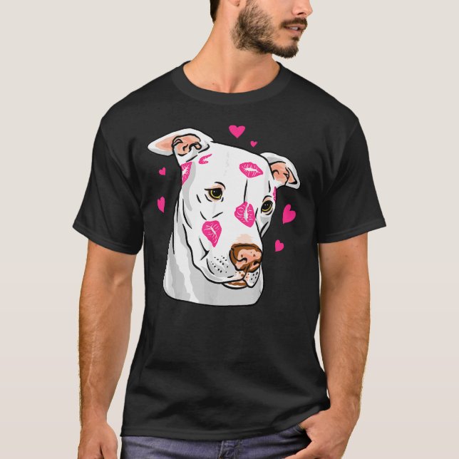T-shirt Joli Pitbull Chien Amour Et Coeurs Drôle Pit Bull (Devant)