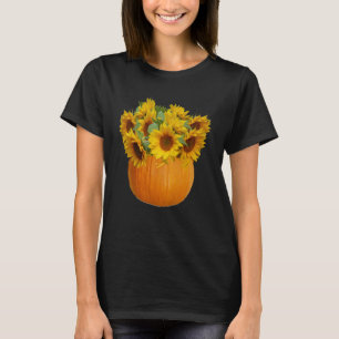 T-shirt Joli Planteur Citrouille avec Sunflower d'automne 