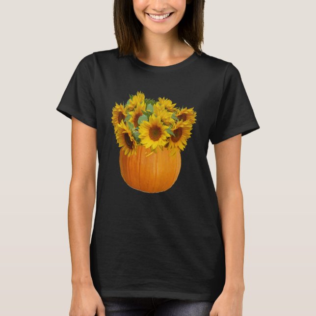T-shirt Joli Planteur Citrouille avec Sunflower d'automne  (Devant)