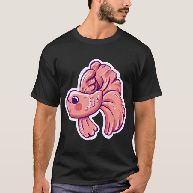 T-shirt Joli poisson betta kawaii rose (Devant)
