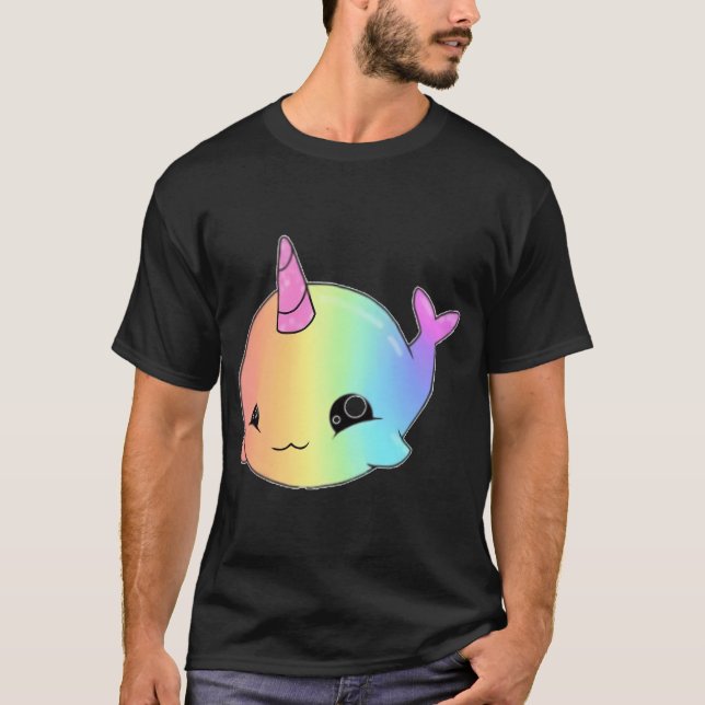T-shirt Joli poisson licorne arc-en-ciel (Devant)