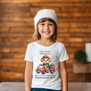 T-shirt Joli pompier à chiot sur un camion rouge vif
