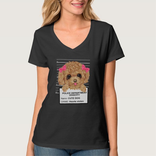 T-shirt Joli Poodle Chiot Cute Poodle Chiot Mugshot Toto P (Devant)