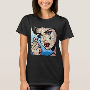 T-shirt Joli Pop art Comic Tad Woman avec des larmes