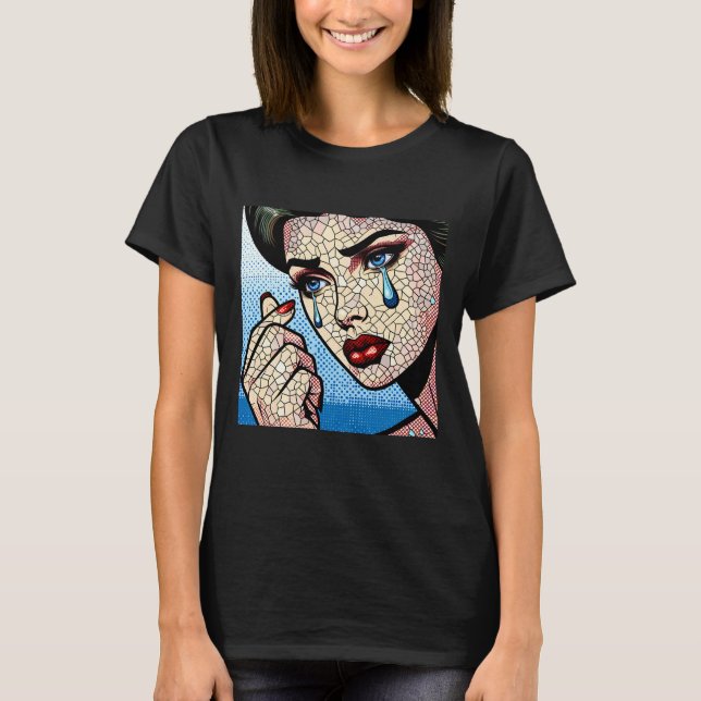 T-shirt Joli Pop art Comic Tad Woman avec des larmes (Devant)