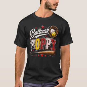 T-shirt Joli Poppy de stade de balle molle Poppy de baseba