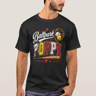 T-shirt Joli Poppy de stade de balle molle Poppy de baseba