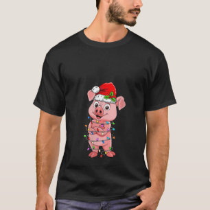 T-shirt Joli porc portant le chapeau de Noël Drôle de Noël