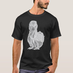 T-shirt Joli poulet soyeux Silkie portant un collier de pe