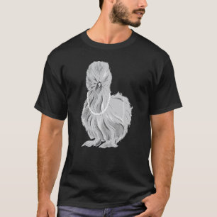 T-shirt Joli poulet soyeux Silkie portant un collier de pe