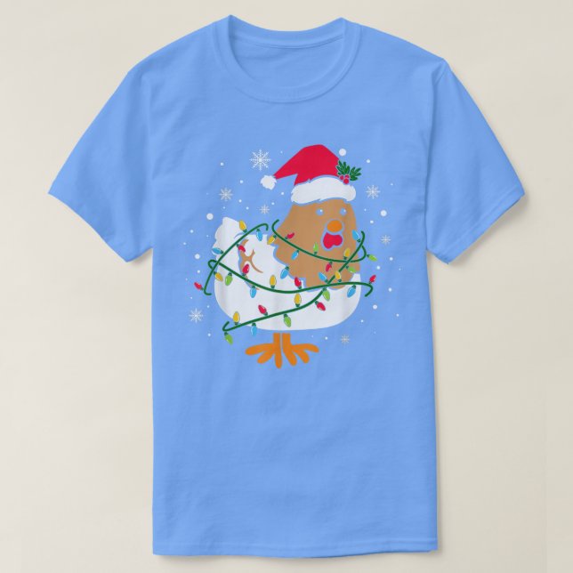 T-shirt Joli poulets Noël Arbre Lumières Fermier Animal L (Design devant)