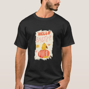T-shirt Joli Poussin de Pâques avec œuf de Pâques Bonjour