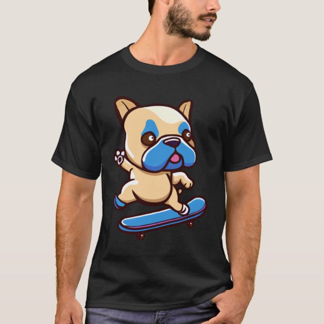 T-shirt Joli pug avec skateboard (Devant)