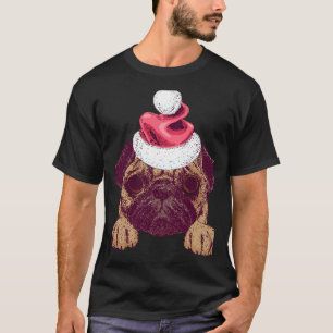 T-shirt Joli Pug dans un chapeau de Père Noël de Noël 11