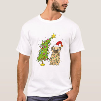 T-shirt Joli Pug de Noël enveloppé de lumières de fête