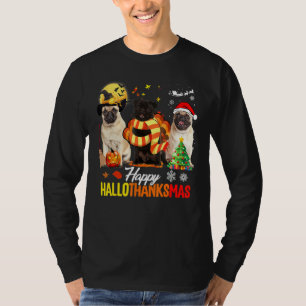 T-shirt Joli Pug Joyeux Hallothanksmas Halloween Thanksgiv
