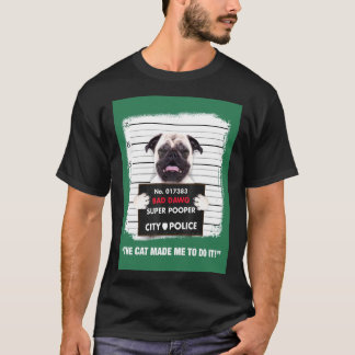 T-shirt Joli Pug Mauvais Dawg Super Pooper Le Chat M'a Fai