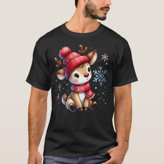 T-shirt Joli Renard En Hiver Illustration Casquette
