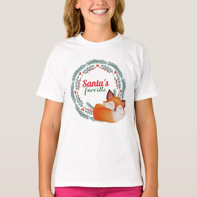 T-shirt Joli renard endormi Noël (Devant)