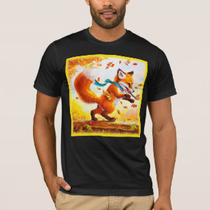 T-shirt Joli Renard Rouge dans la peinture de saison d'aut