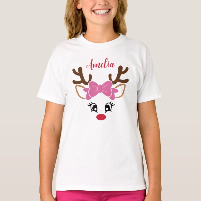 T-shirt Joli renne avec nom Noël (Devant)