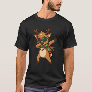 T-shirt Joli renne qui fait le dab avec un écharpe de Noël