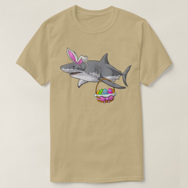 T-shirt Joli requin avec Panier de Pâques et oreilles de l (Design devant)