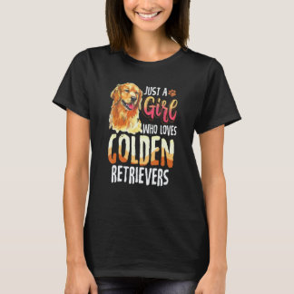 T-shirt Joli Retriever Golden Juste Fille Qui Aime Les Gol
