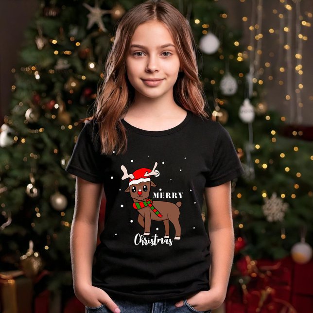 T-shirt Joli Rindeer Dessin Snowflakes Joyeux Noël (Créateur téléchargé)