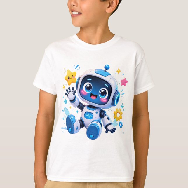 T-shirt Joli Robot Spatial de Dessin Animé (Devant)