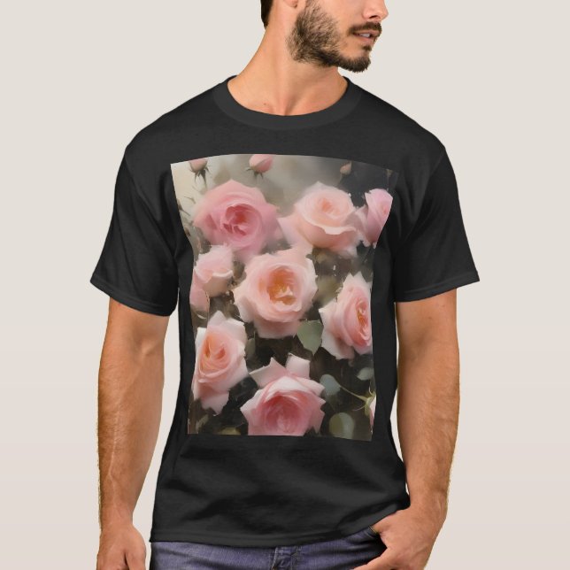 T-shirt Joli rose roses aquarelle peinture (Devant)