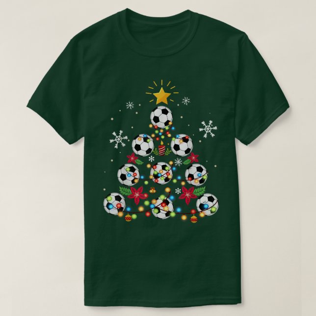 T-shirt Joli sapin de Noël balle de football Santa Hat Fam (Design devant)