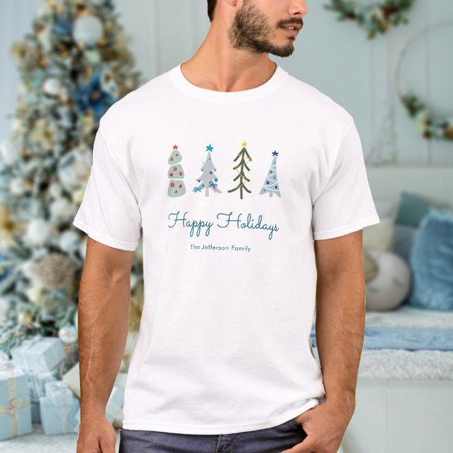 T-shirt Joli sapin scandinave (Cute Scandinavian Christmas tshirt with your text. Personalize tshirts for you whole family.)