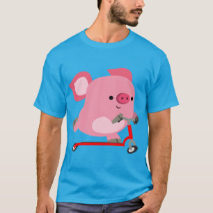 T-shirt Joli Scooter équitation Cartoon Cochon