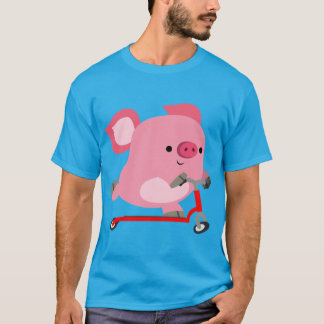 T-shirt Joli Scooter équitation Cartoon Cochon