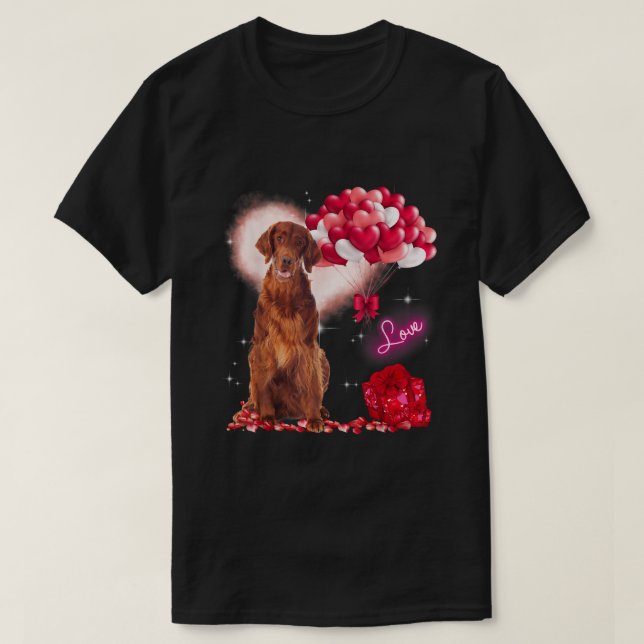 T-shirt Joli Setter irlandais Balloon Heart Valentines Day (Design devant)