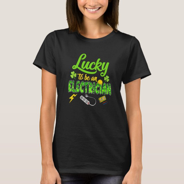 T-shirt Joli Shamrock électricien Lucky irlandais Happy St (Devant)