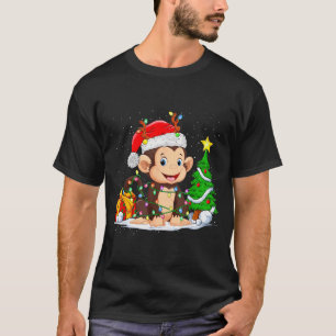 T-shirt Joli singe Santa lumières de sapin de Noël Xmas Py