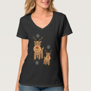 T-shirt Joli Snowflake Reindeer Famille Noël