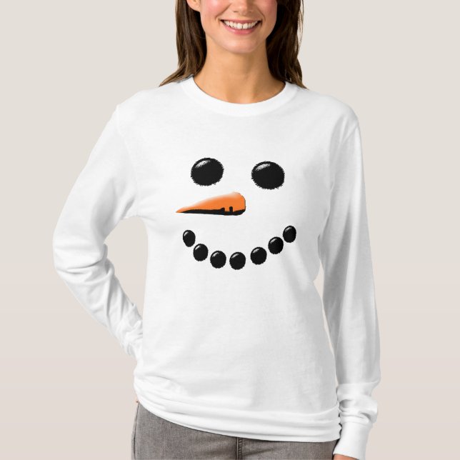 T-shirt Joli Sourire Snowman Face Festive Noël (Devant)