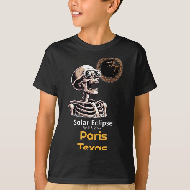 T-shirt Joli squelette éclipse solaire Paris Texas (Devant)