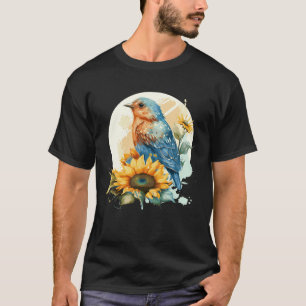 T-shirt Joli Sunflower Bluebird Observation Oiseau