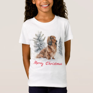 T-Shirt Joli teckel à longs poils pour Noël