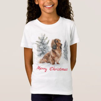 T-Shirt Joli teckel à longs poils pour Noël