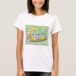 T-shirt Joli train de chenille de Noël avec des cadeaux