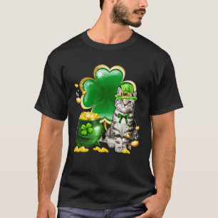T-shirt Joli trèfle de chat tabby gris Saint irlandais St