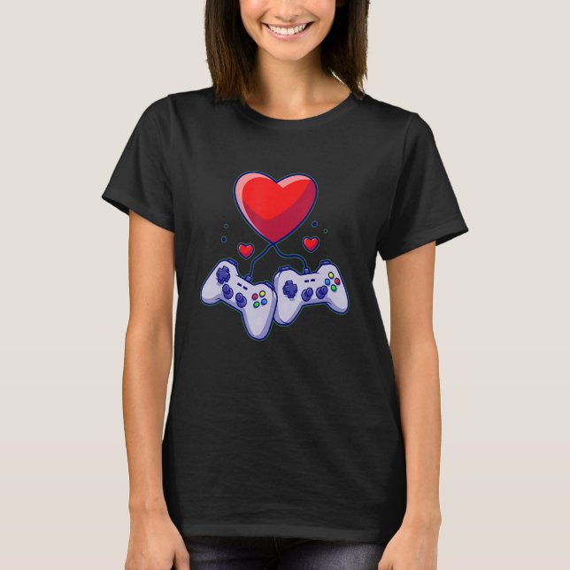 T-shirt Joli Valentine's Day Matching Couple Video Gamer (Devant)
